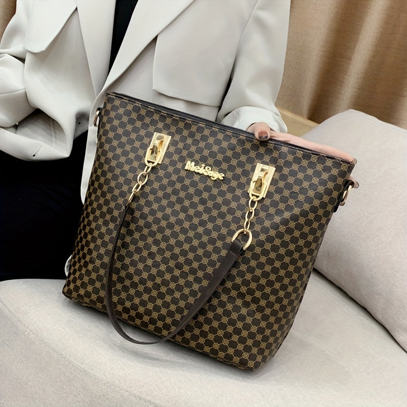 6PCS Luxury PU Leather Tote Bag Set - Stylish Clutch & Shoulder Bag - Perfect for Casual, Work & Versatile Wear - Durable & Roomy Commuter Bags - A Complete Wardrobe Accessory