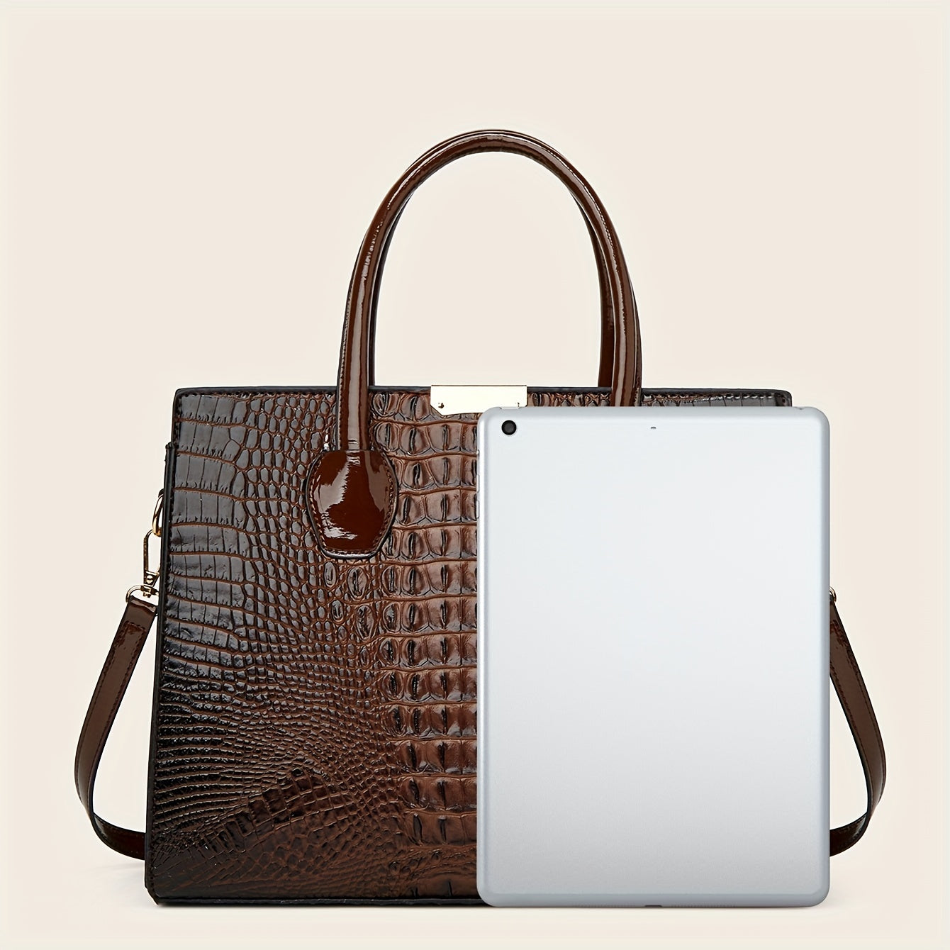 3pcs Stylish Tote Bag Set - Premium PU Leather Textured Shoulder Bags with Card Holder, Casual Versatile Commuter Bags for Women, Spacious and Durable, Perfect for Daily Use, Travel, and Work