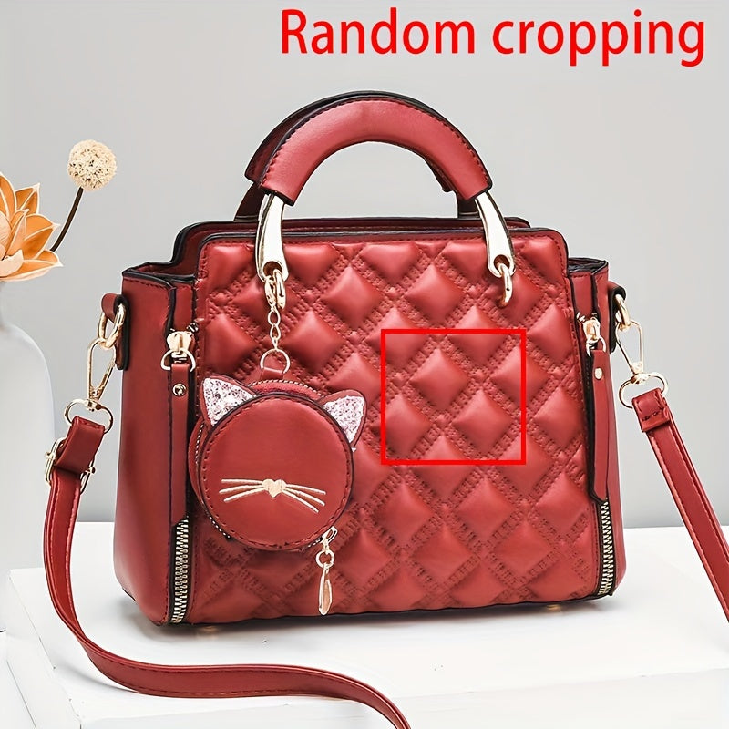 Whimsical Feline Companion Handbag - Shoulder Bags with Trendy PU Leather, Crossbody Design, Coin Purse, and Chic Women's Accessories for Everyday Use