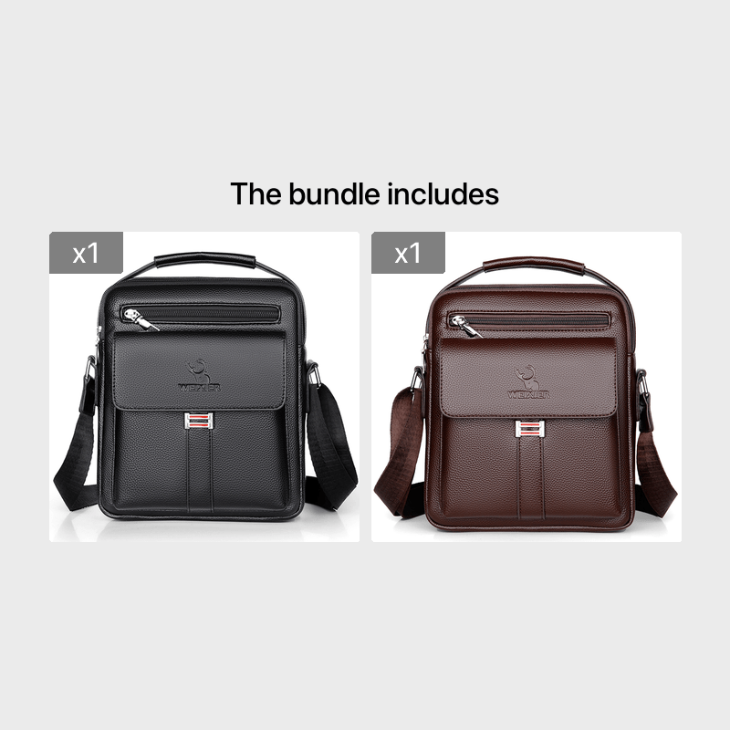 WEIXIER Men's Vintage Business Casual Adjustable Shoulder Bag - Black, Multiple Compartments, Zippered Pockets, Compact Design for Everyday Use, Everyday Shoulder Bag | Vintage Style Bag | Secure Zip Closure, Small Crossbody