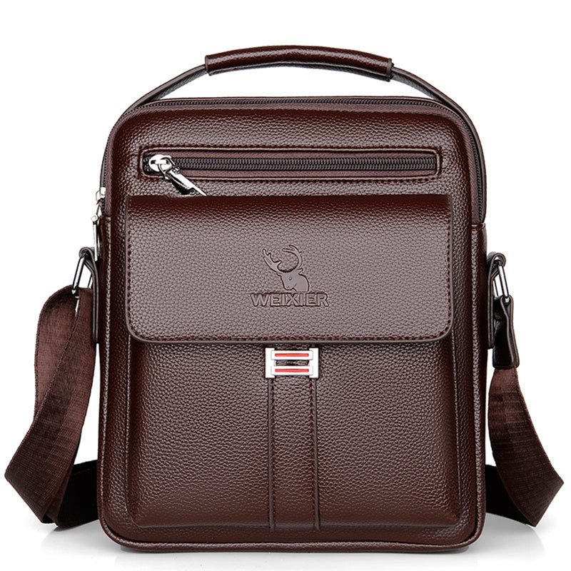 WEIXIER Men's Vintage Business Casual Adjustable Shoulder Bag - Black, Multiple Compartments, Zippered Pockets, Compact Design for Everyday Use, Everyday Shoulder Bag | Vintage Style Bag | Secure Zip Closure, Small Crossbody