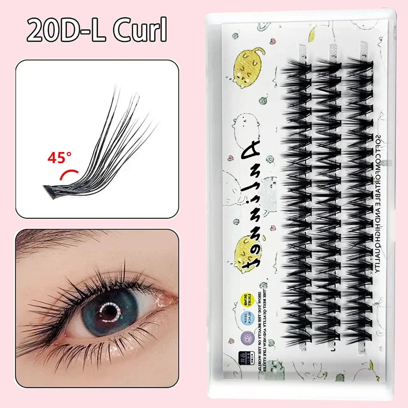 New 20D/30D/40D Mink Eyelashes L Curl 60 bundles/box Natural Handmade Eyelash Cluster Professional Makeup Lashes Tools wholesale