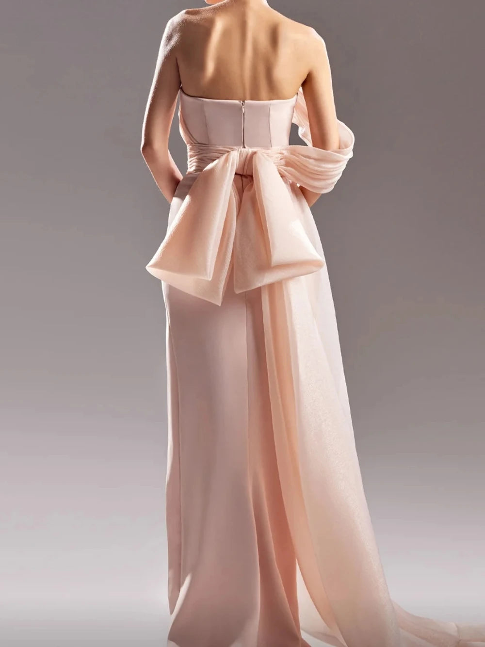 DMDRS Simple Straight Evening Dress Chic One Shoulder Bow Romantic Party Wear Customized Charming Side Tail Cocktail Gown
