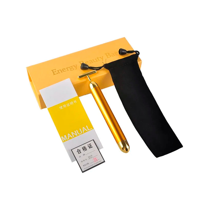 Beauty Stick 24k Gold Face Lift Bar Skin Tightening Energy Beauty Stick Vibrating Facial Massager Electric Beauty Instrument