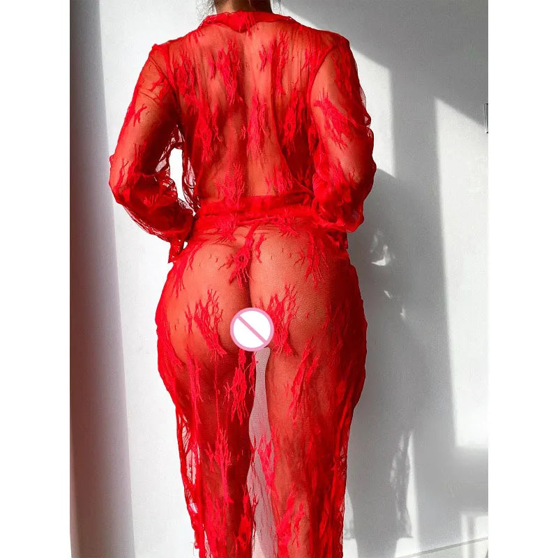 Woman Night Dress  Fashion Net Mesh Lingerie Padded Sexy Lace Sleep Skirt and Underpants Set  Pajamas for Women  Sexy Sleepwear