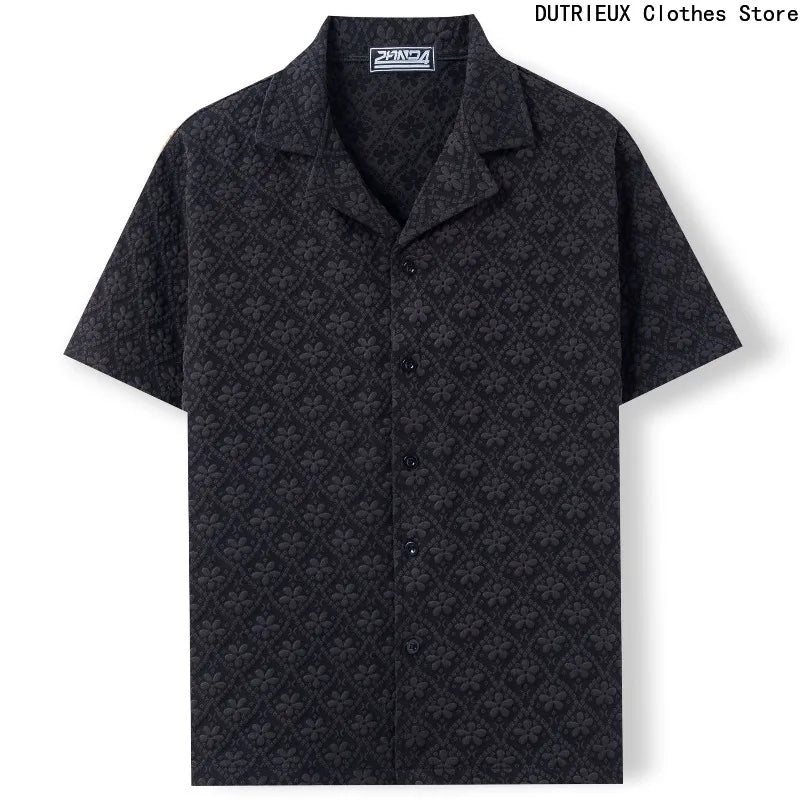 High-quality Men's Hollowed-out Shirts, Short-sleeved Business Casual Shirts for Summer 2025 Light Luxury Workplace Mens Tops