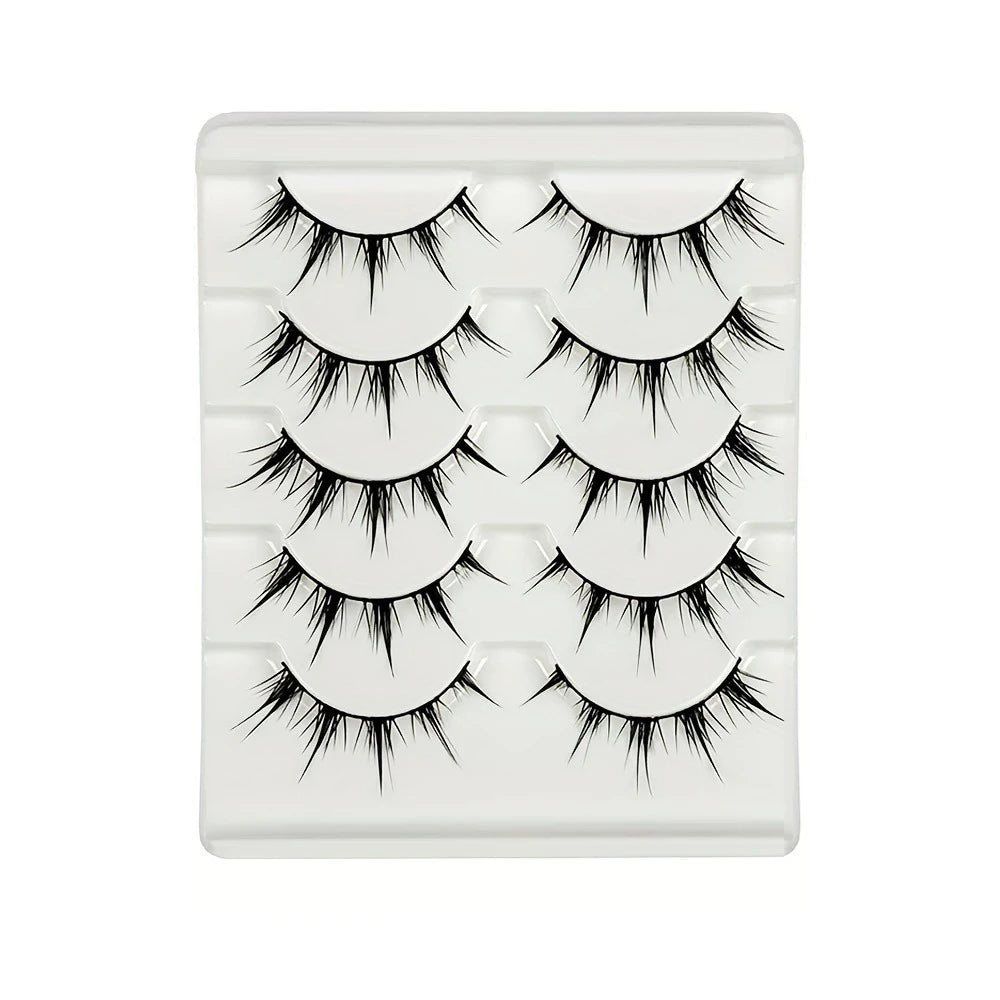 Anime-Inspired False Eyelashes, 5 Pairs Cartoon Eye Faux Lashes, Dramatic Look Demon Style, Volumizing & Lengthening
