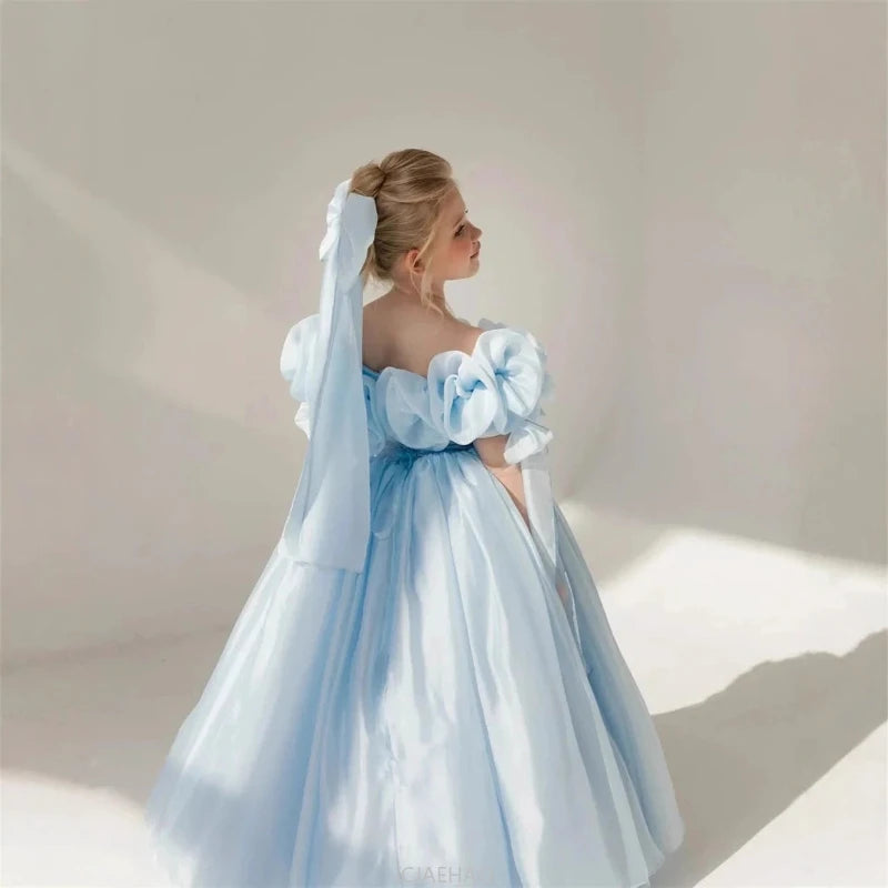 Children's Dresses Party Kids Off Shoulder Costumes Children Simple Fashionstage Pageant Host Outfits Birthday Vestido Banquet