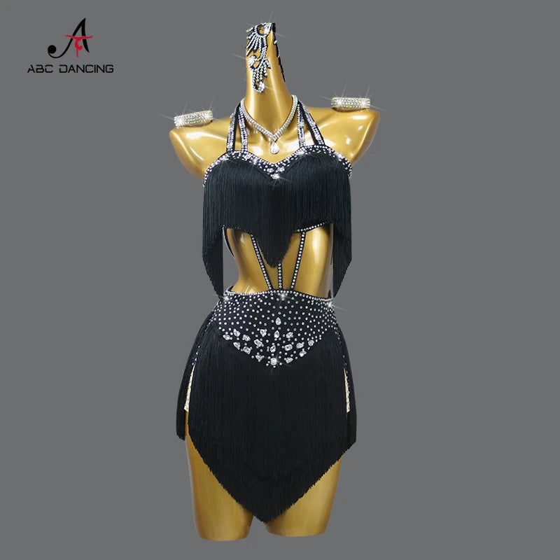 Womens Evening Party Dress Latin Dance Practice Clothes Girls Dancewear Stage Costume Sexy Outfits 2025 Parties Skirt Customized