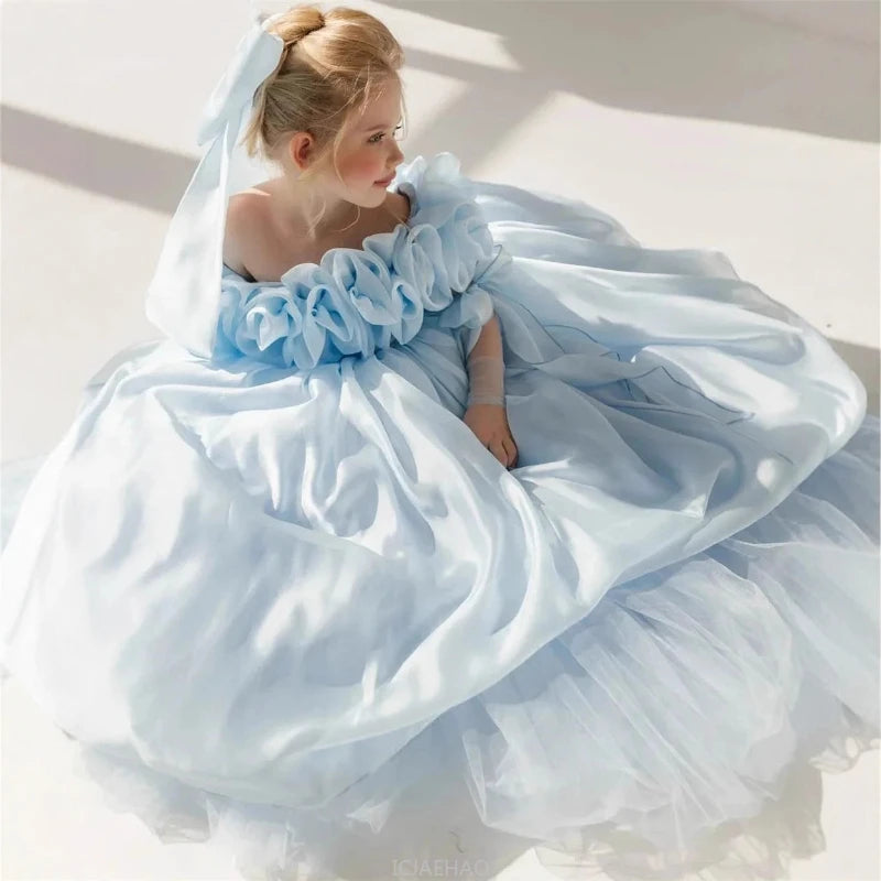 Children's Dresses Party Kids Off Shoulder Costumes Children Simple Fashionstage Pageant Host Outfits Birthday Vestido Banquet