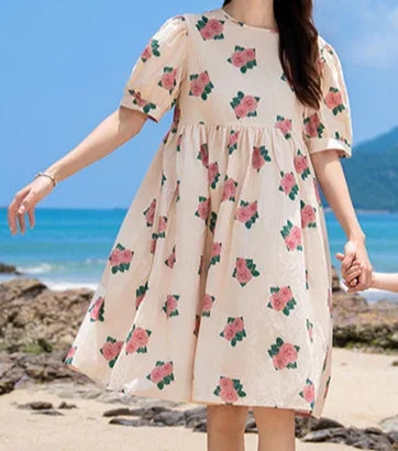 Dress 2025 Woman Look Family Matching  Korean Mom and Daughter Resorts Floral Clothes Dad Son Shirts Outfits Vacation Holiday