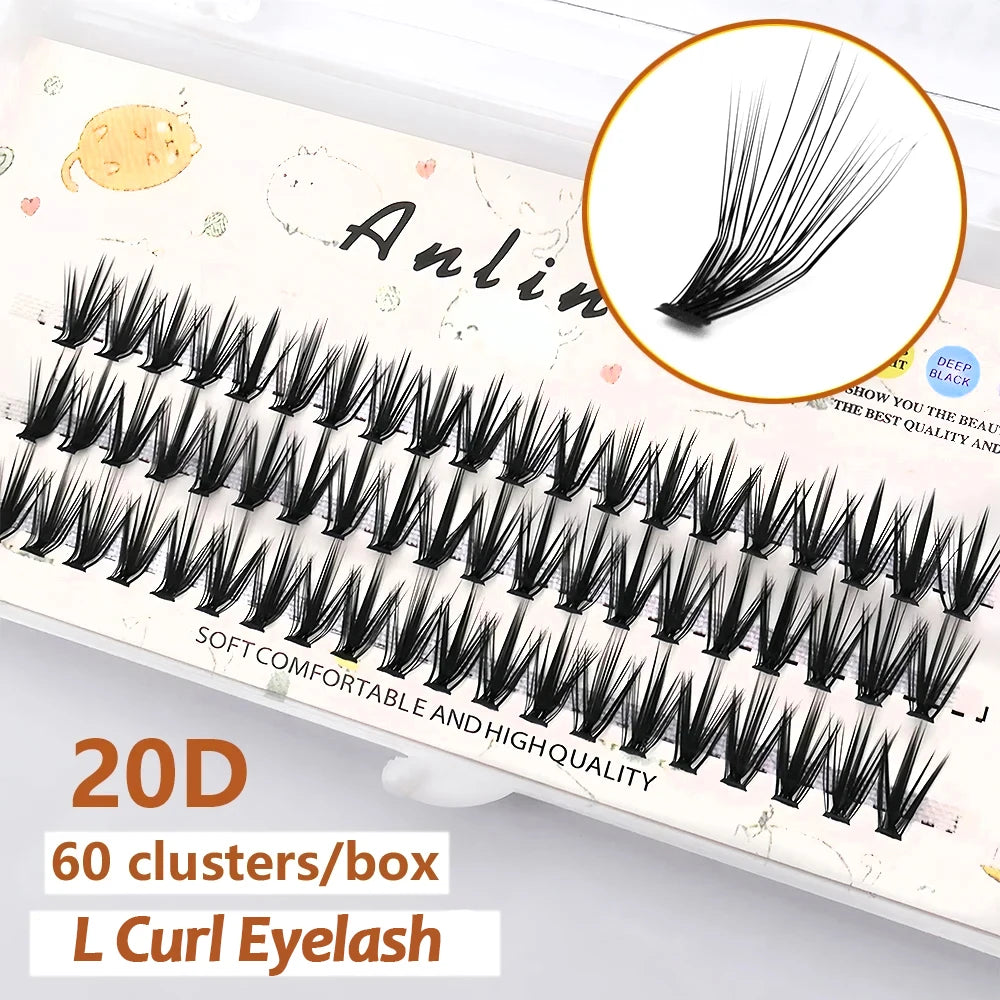 New 20D/30D/40D Mink Eyelashes L Curl 60 bundles/box Natural Handmade Eyelash Cluster Professional Makeup Lashes Tools wholesale