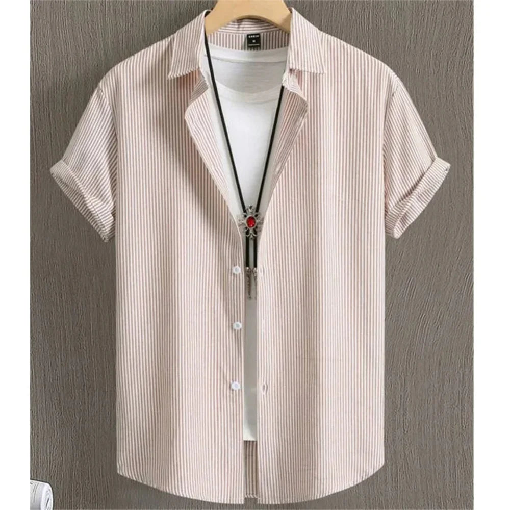 Hawaiian Shirts for Men Black Print High-Quality Men's Clothing Loose Oversized Shirts and Blooms Summer Casual Short Sleeve