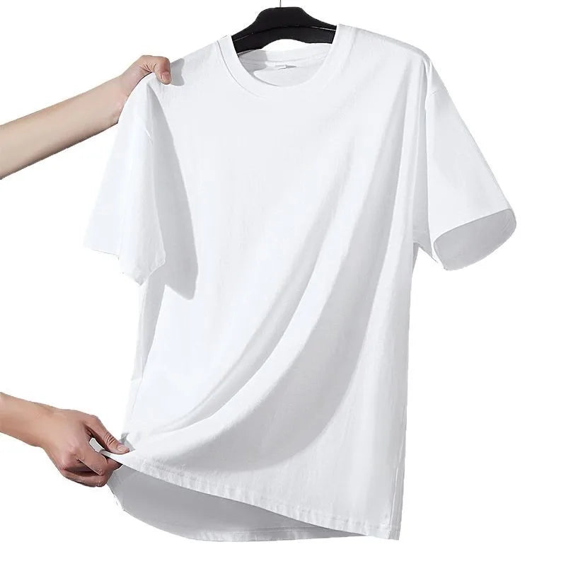Men's t-shirts 2025 Summer Oversize Cotton T-Shirt Casual High Quality Short Sleeves Tee Shirt Men Basic Solid color Sports Tops
