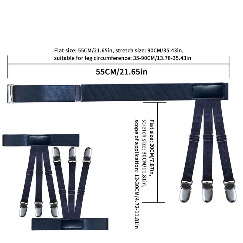 Mens Shirt Stays Garter Adjustable Elastic Unisex Anti-Wrinkle and Anti-Slip Garter Shirts Holder with Non-slip Locking Clamps (Copy)