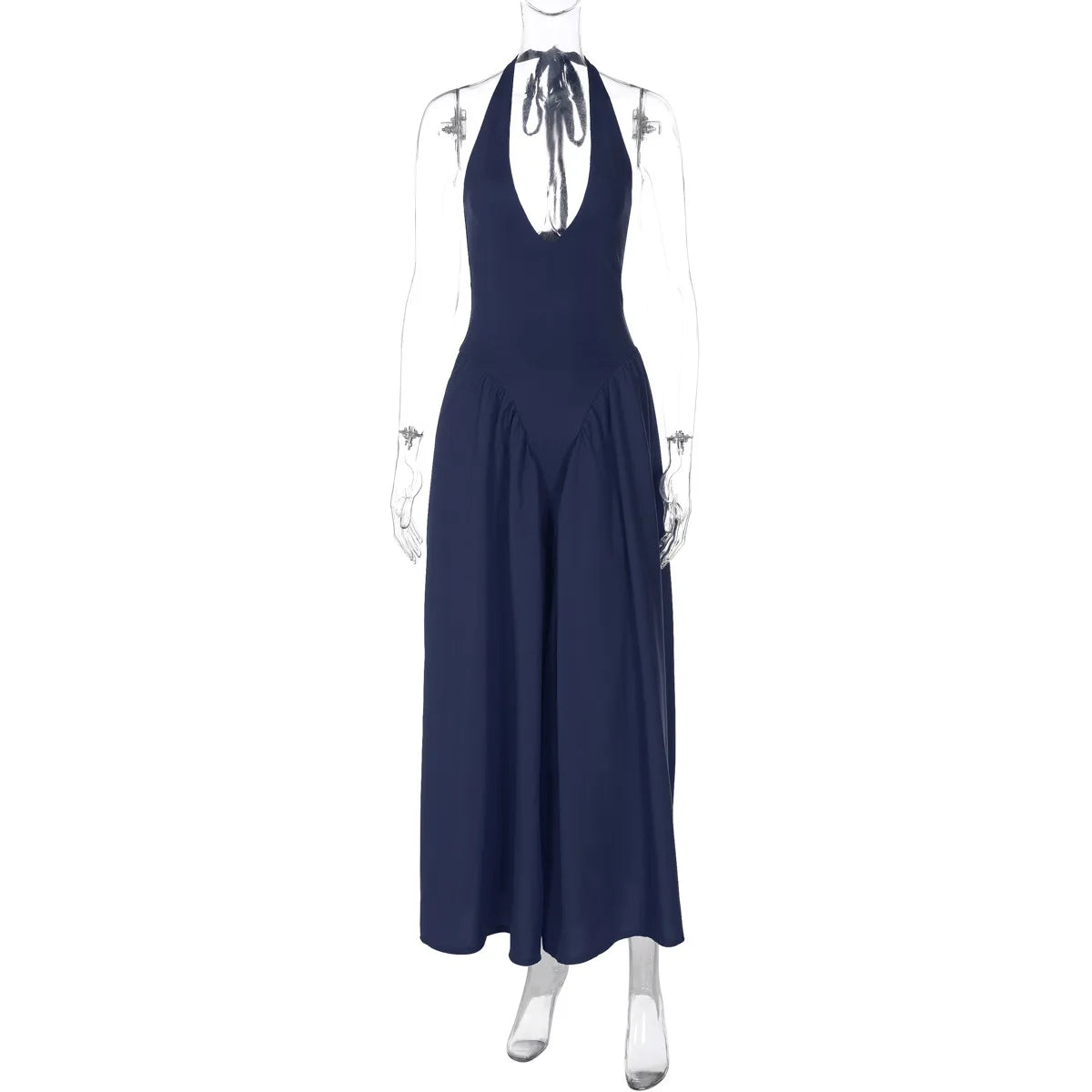 Talenza Backless Deep V Spliced Long Dress Summer Women's Sexy Party Dress Halter New Fashion Slim White Sleeveless Long Dress