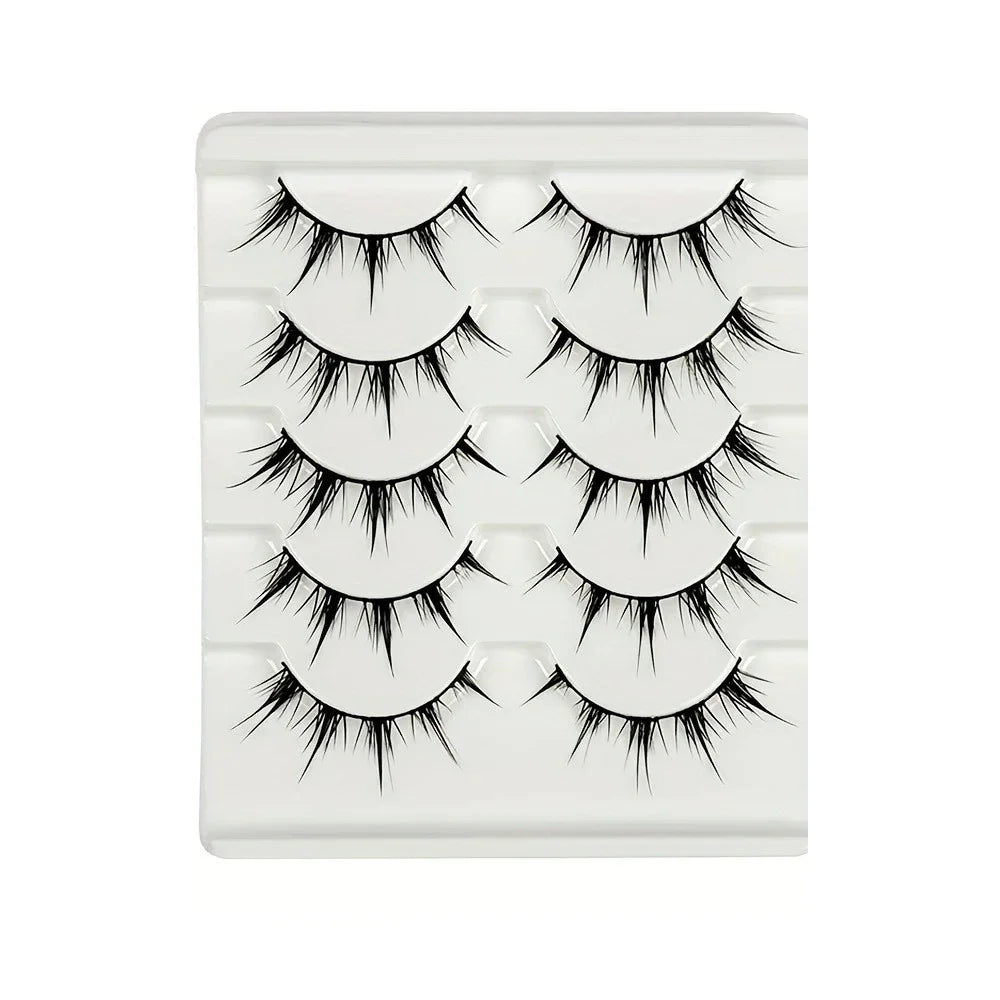 Anime-Inspired False Eyelashes, 5 Pairs Cartoon Eye Faux Lashes, Dramatic Look Demon Style, Volumizing & Lengthening