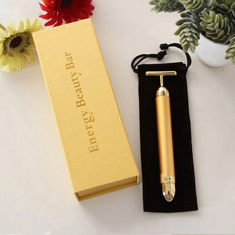 Beauty Stick 24k Gold Face Lift Bar Skin Tightening Energy Beauty Stick Vibrating Facial Massager Electric Beauty Instrument