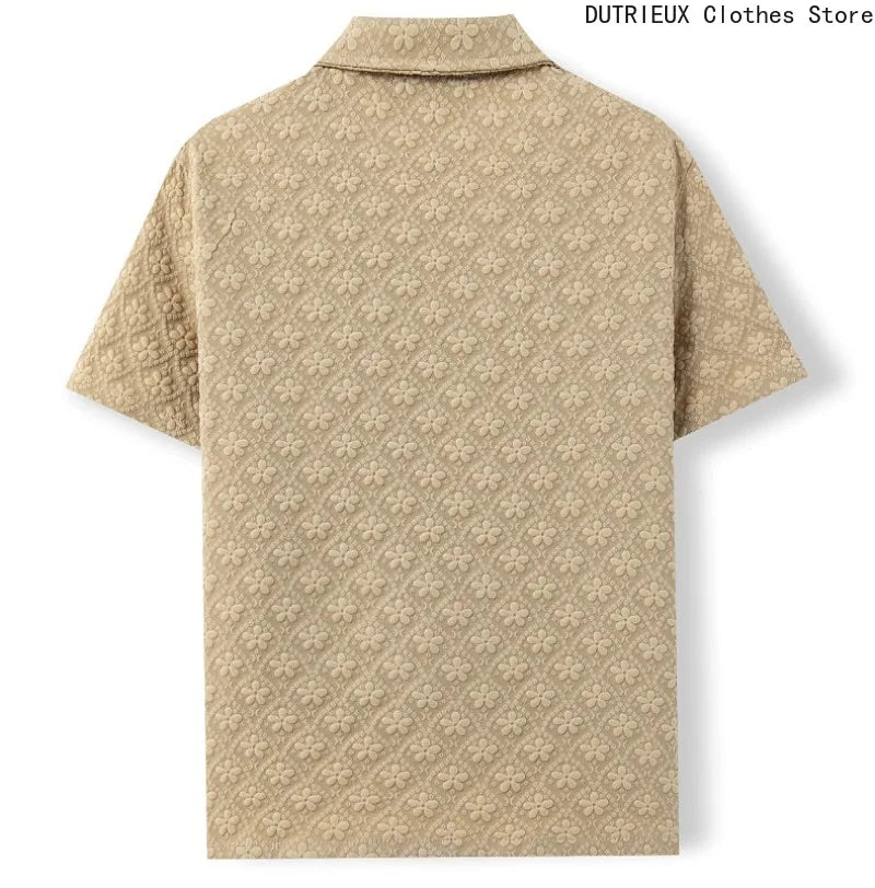 High-quality Men's Hollowed-out Shirts, Short-sleeved Business Casual Shirts for Summer 2025 Light Luxury Workplace Mens Tops