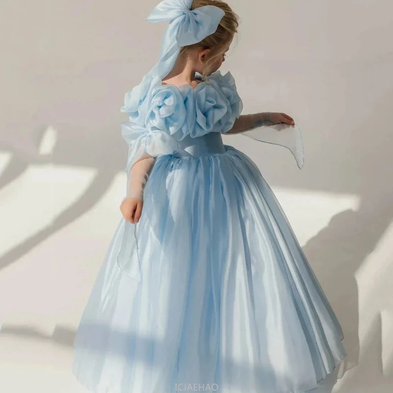 Children's Dresses Party Kids Off Shoulder Costumes Children Simple Fashionstage Pageant Host Outfits Birthday Vestido Banquet