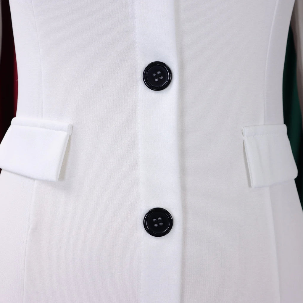 Elegant Bodycon Dresses for Women Turn Down Collar Full Sleeve Buttons Sheath Solid Mid Calf Professional Business Work Dress OL