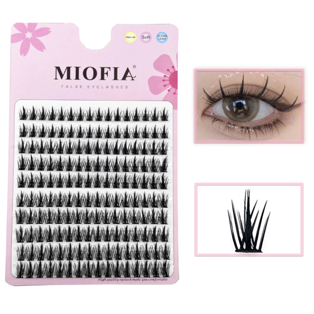 10 row anime lashes Cosplay lash natural wispy  Natural Mink Eyelashes  3D individual manga eyelash clusters   Makeup tools