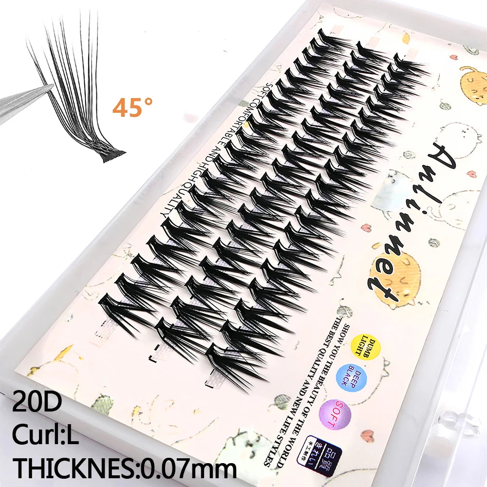 New 20D/30D/40D Mink Eyelashes L Curl 60 bundles/box Natural Handmade Eyelash Cluster Professional Makeup Lashes Tools wholesale