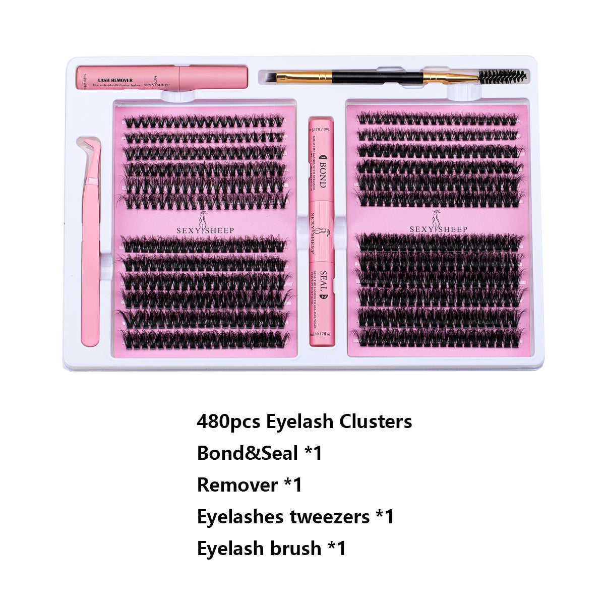 DIY False Eyelashes Clusters Extensions Individual Lashes Cluster Natural Segmented With glue,Remover,lash brush，tweezers