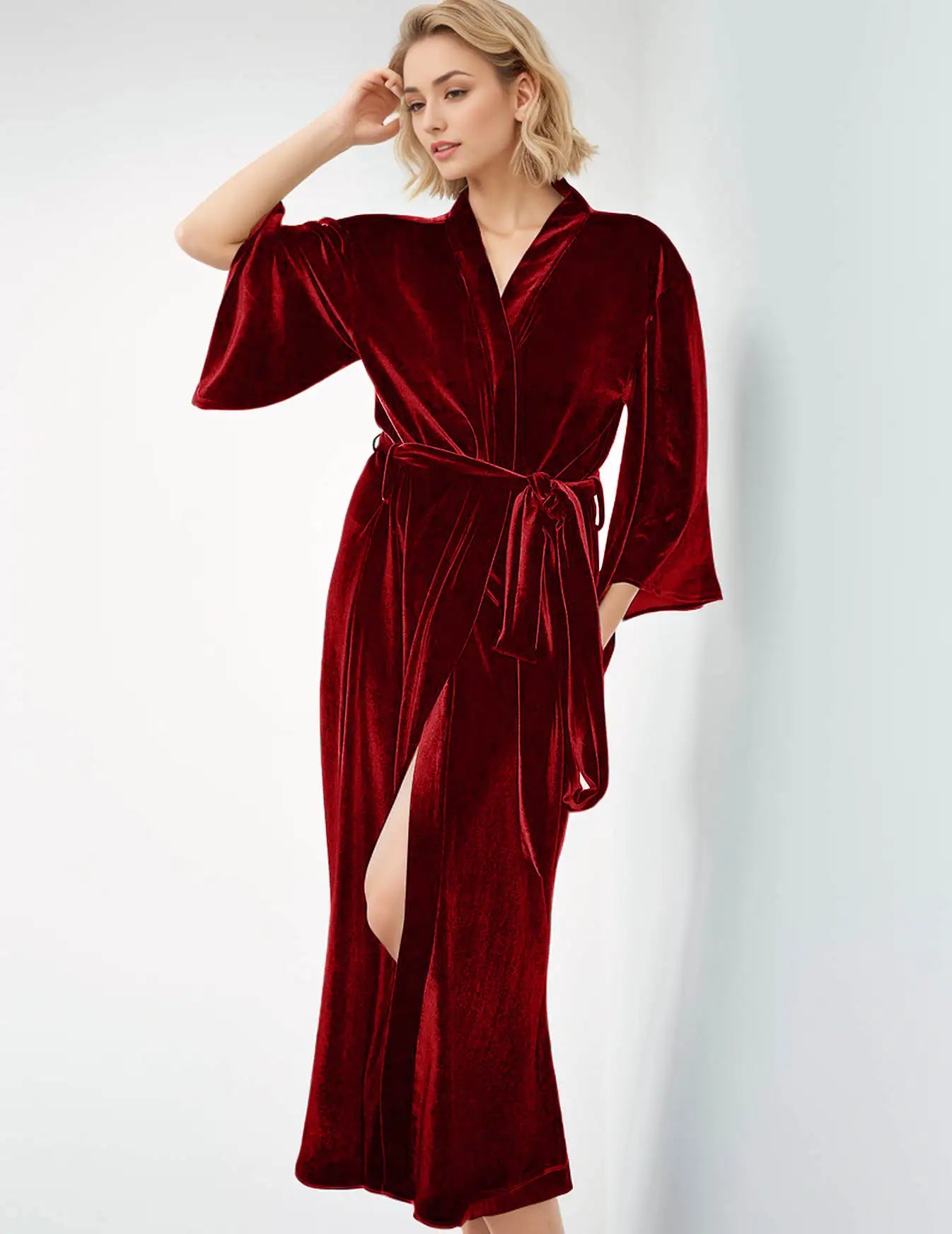 Graceful Evening Dresses Women Nightgown Pajamas V-Neck Lace up Long Sleeve Bridal Wedding Bathrobe for Photography Custom Made