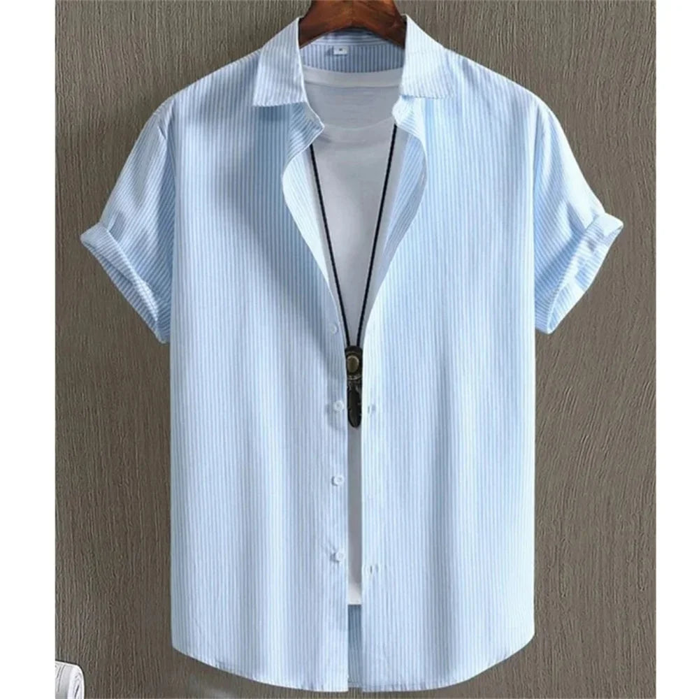 Hawaiian Shirts for Men Black Print High-Quality Men's Clothing Loose Oversized Shirts and Blooms Summer Casual Short Sleeve