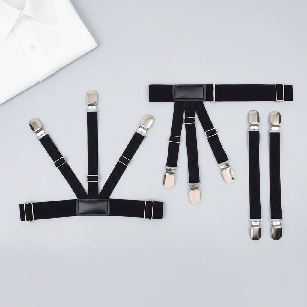 Mens Shirt Stays Garter Adjustable Elastic Unisex Anti-Wrinkle and Anti-Slip Garter Shirts Holder with Non-slip Locking Clamps (Copy)