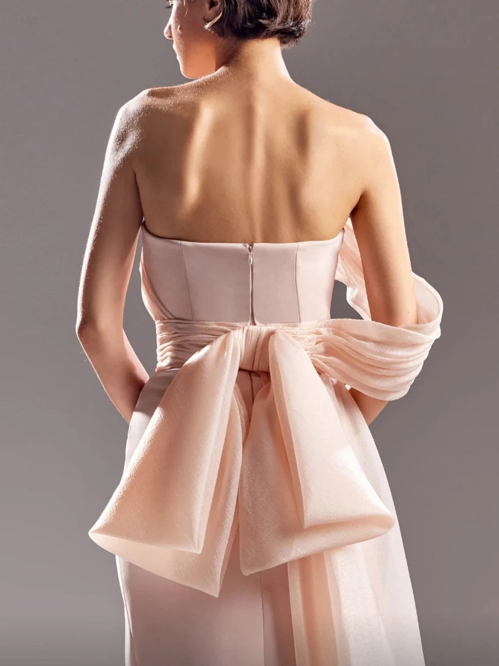 DMDRS Simple Straight Evening Dress Chic One Shoulder Bow Romantic Party Wear Customized Charming Side Tail Cocktail Gown