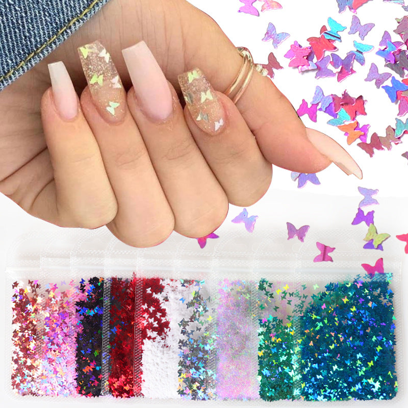 Holographic Butterfly Heart Nail Art Glitter Micro Laser Star Flakes 3D Sequins Polish Manicure Nail Decoration