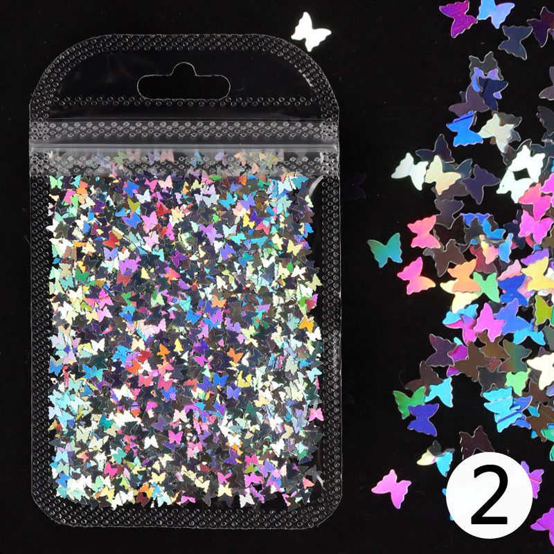 Holographic Butterfly Heart Nail Art Glitter Micro Laser Star Flakes 3D Sequins Polish Manicure Nail Decoration