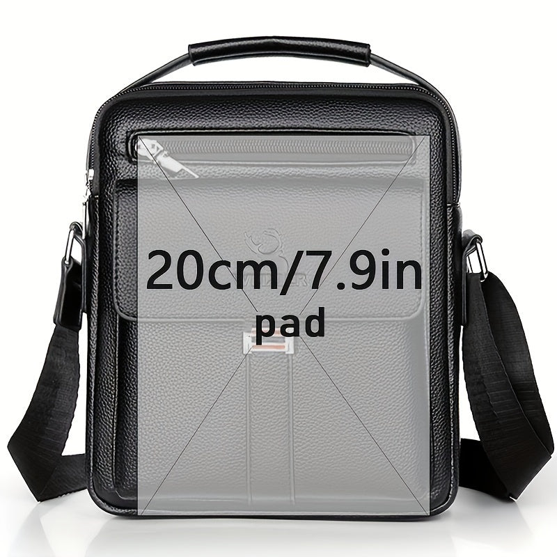 WEIXIER Men's Vintage Business Casual Adjustable Shoulder Bag - Black, Multiple Compartments, Zippered Pockets, Compact Design for Everyday Use, Everyday Shoulder Bag | Vintage Style Bag | Secure Zip Closure, Small Crossbody