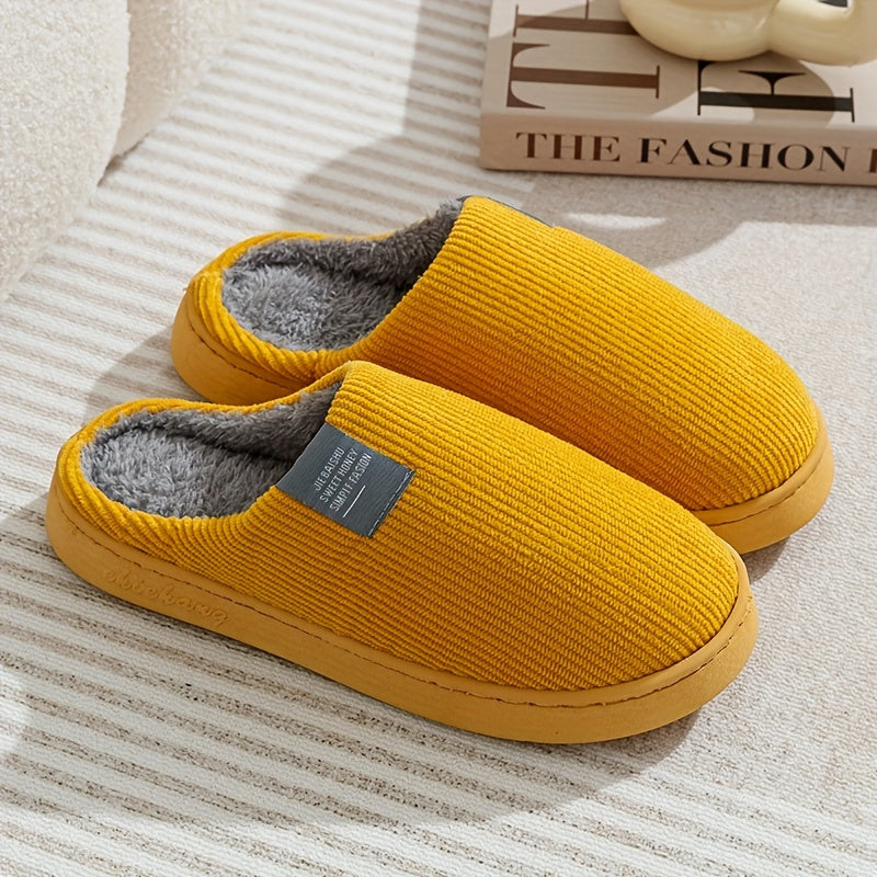 [Soft Plush House Shoes] Plush Women's & Unisex Slip-On Slippers | Non-Slip Rubber Sole, Winter Warm Indoor House Shoes, Soft Cushioned Footbed | Multi-Color (Pink, Blue, Grey, Brown, Green, Yellow, Orange) for Home, Postpart