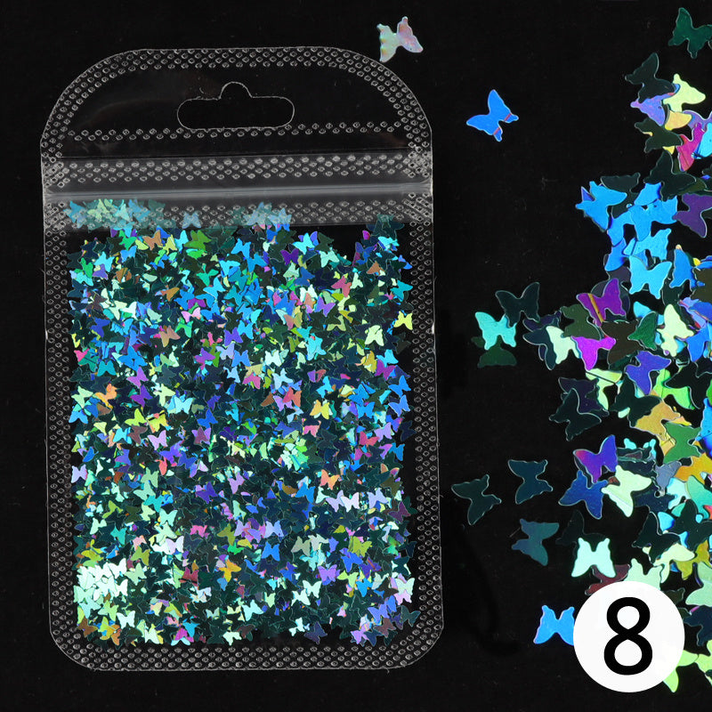Holographic Butterfly Heart Nail Art Glitter Micro Laser Star Flakes 3D Sequins Polish Manicure Nail Decoration