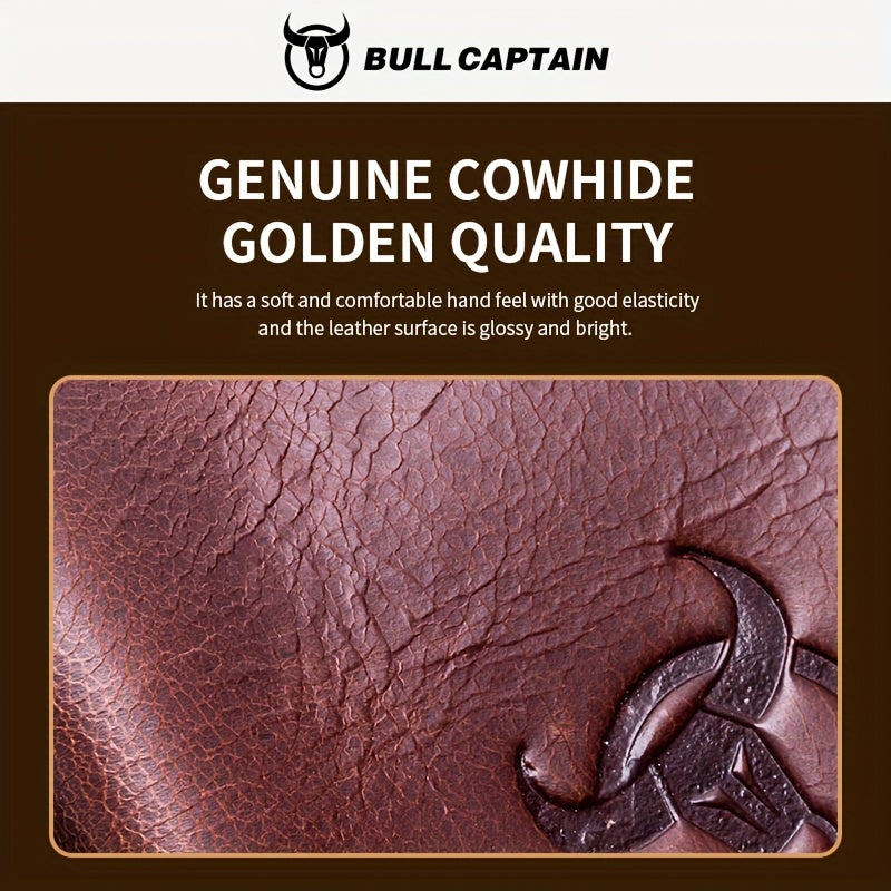 Bull Captain Men's Leather Multi-functional Briefcase Crossbody Bag, Men's Professional Business Bags For Work