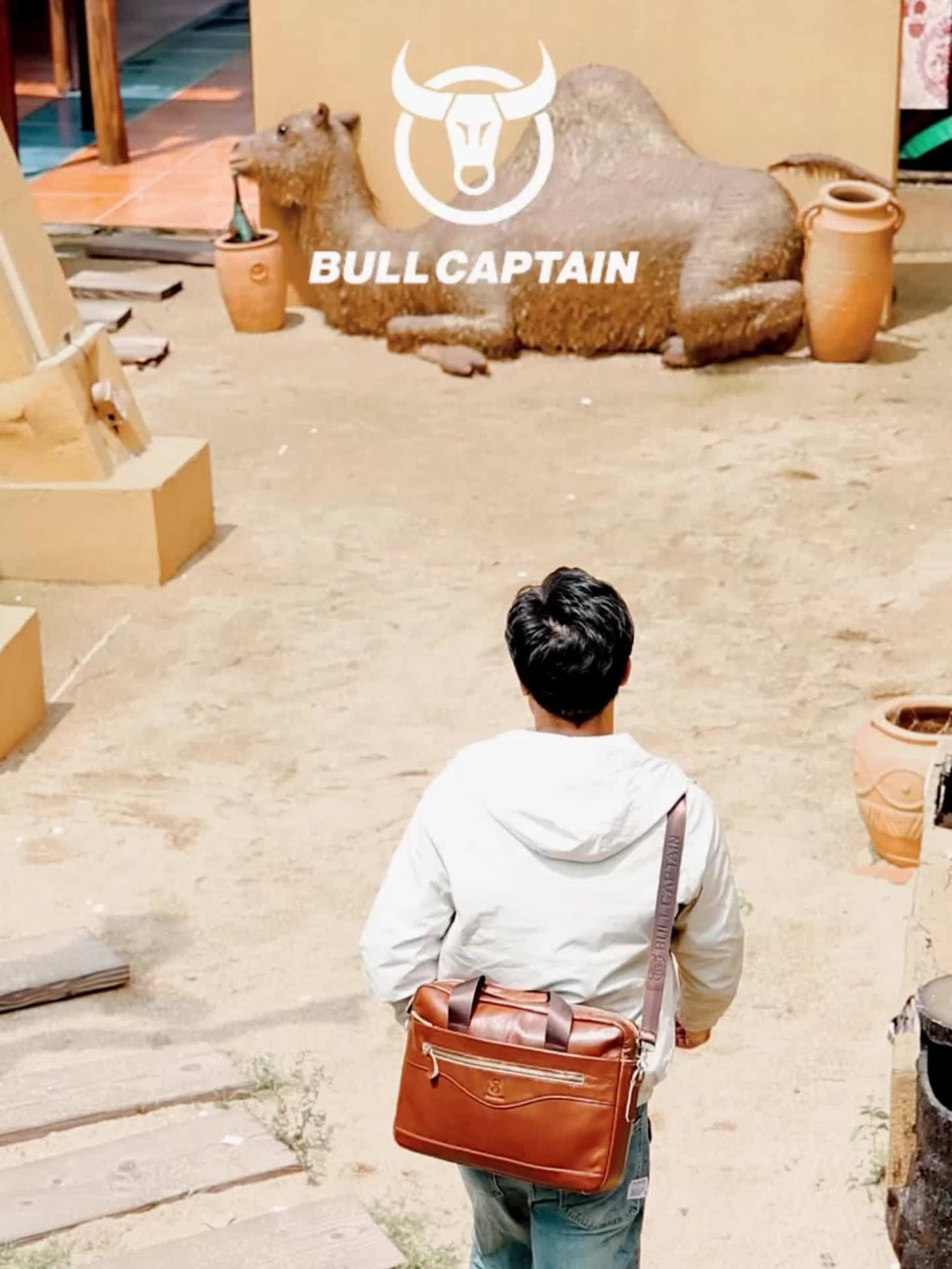 Bull Captain Men's Leather Multi-functional Briefcase Crossbody Bag, Men's Professional Business Bags For Work